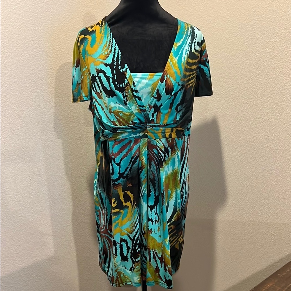 Alfani Blue and Green Ruched dress